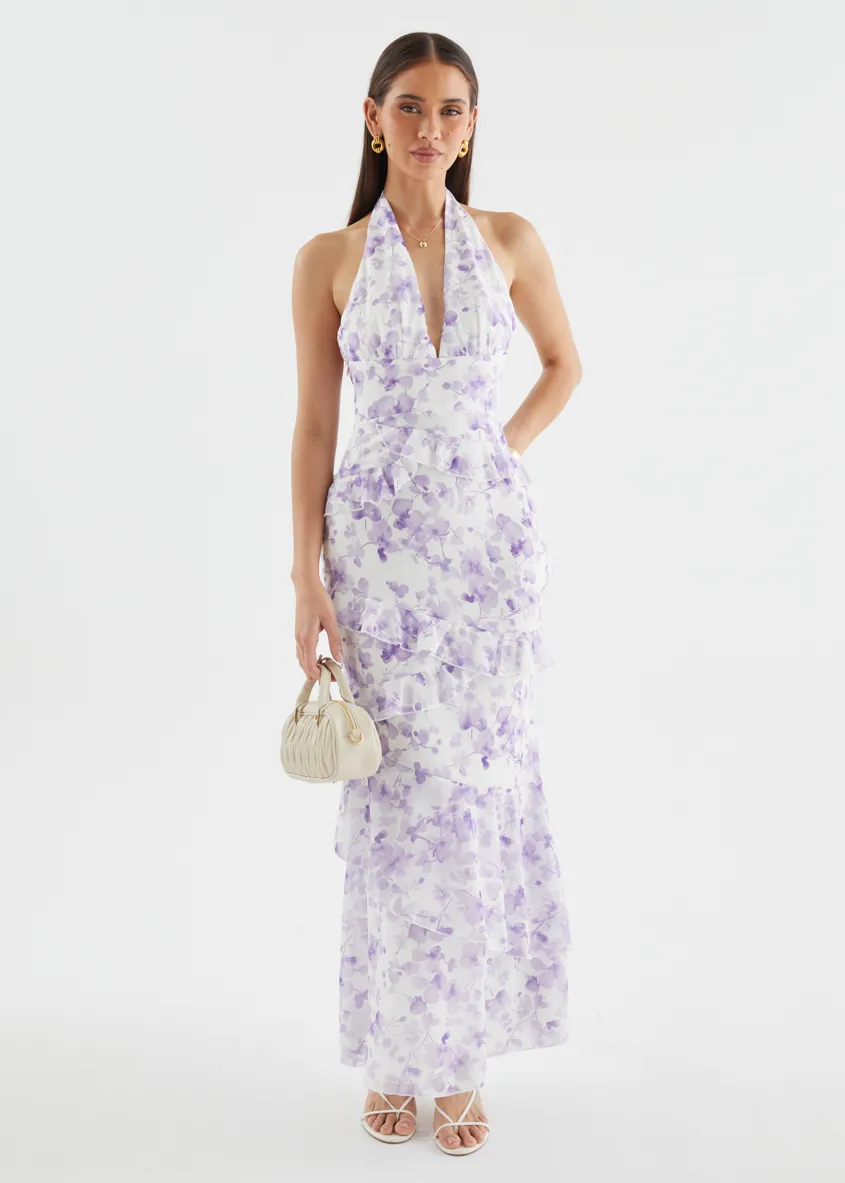 Ferryn Halter Maxi Dress - Purple Floral sold by Gingham & Heels product image thumbnail 2