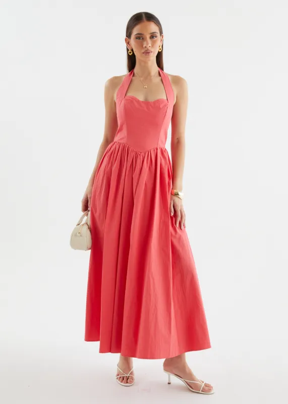 Karley Halter Midi Dress - Scarlet sold by Gingham & Heels