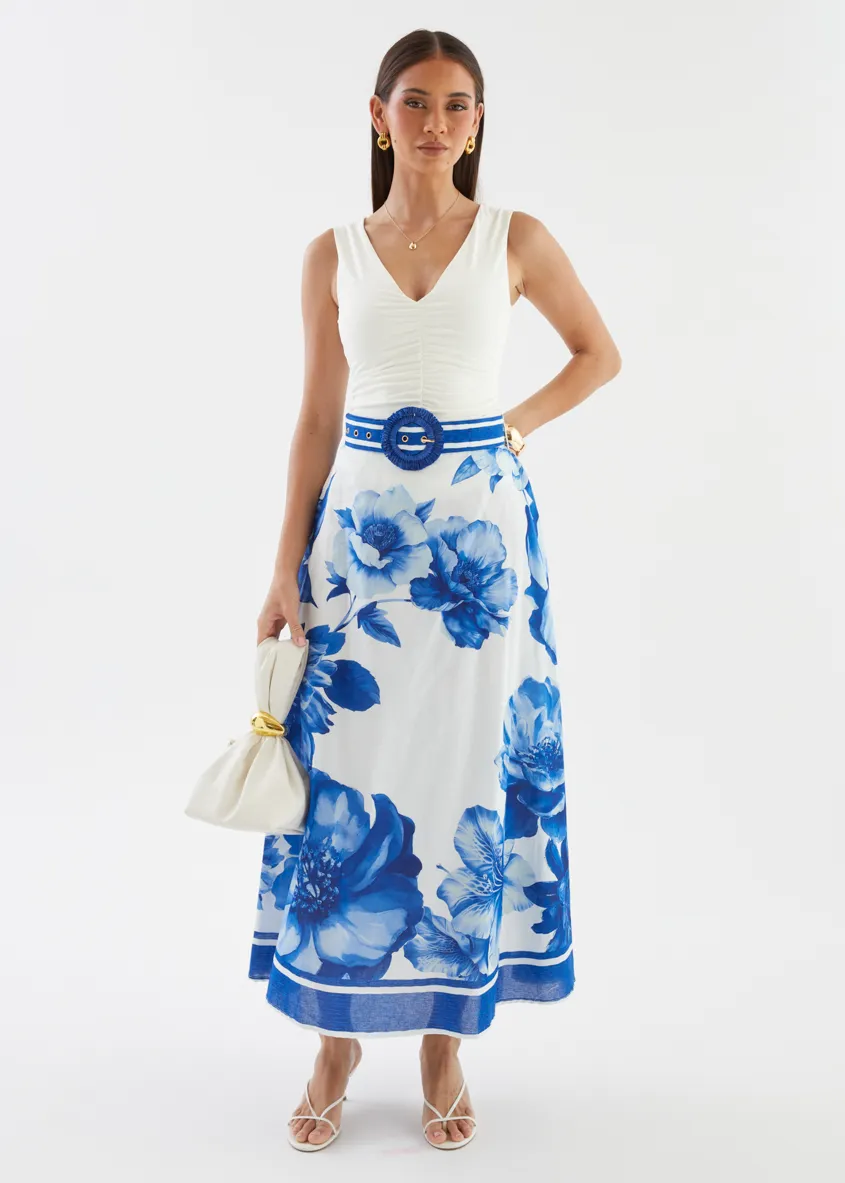 Dejana Maxi Skirt - Cobalt Dahlia sold by Gingham & Heels