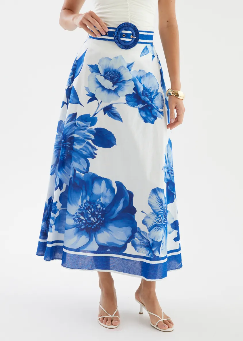 Dejana Maxi Skirt - Cobalt Dahlia sold by Gingham & Heels product image thumbnail 4
