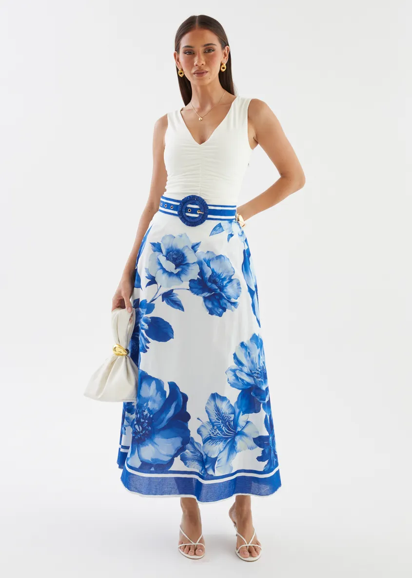 Dejana Maxi Skirt - Cobalt Dahlia sold by Gingham & Heels product image thumbnail 3