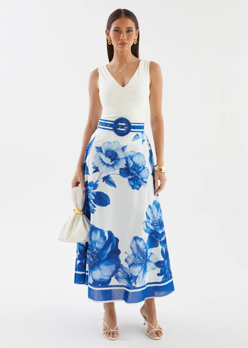 Dejana Maxi Skirt - Cobalt Dahlia sold by Gingham & Heels product image thumbnail 2