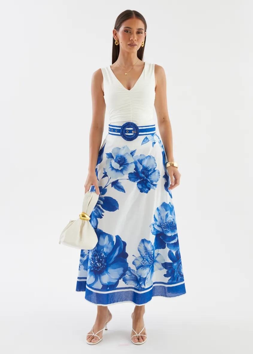 Dejana Maxi Skirt - Cobalt Dahlia sold by Gingham & Heels product image thumbnail 5