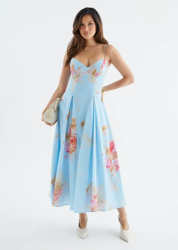 Selina Maxi Dress - Blue Bouquet sold by Gingham & Heels