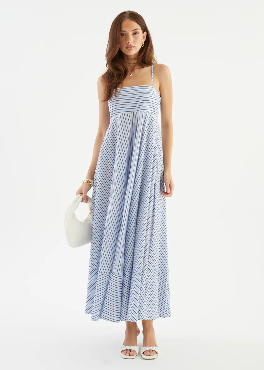 Elide Maxi Dress - Blue Stripe sold by Gingham & Heels