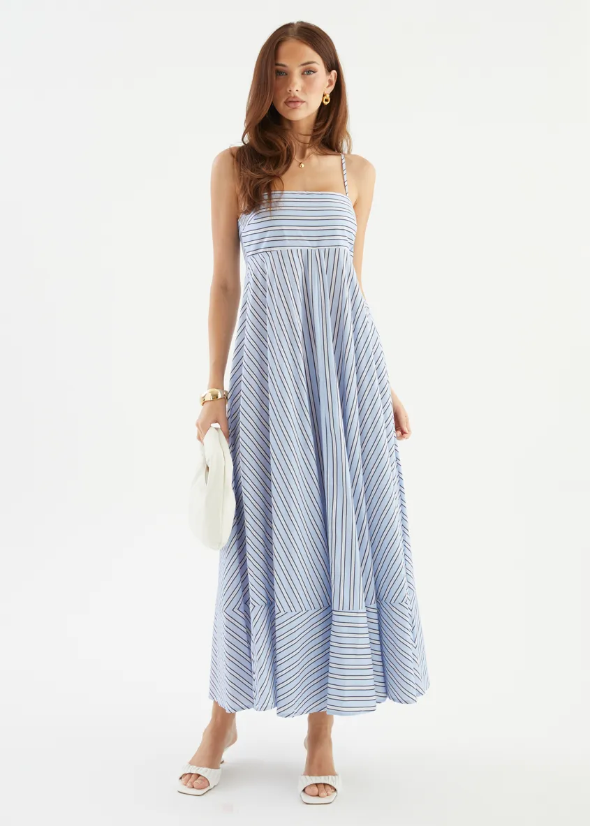 Elide Maxi Dress - Blue Stripe sold by Gingham & Heels product image thumbnail 2