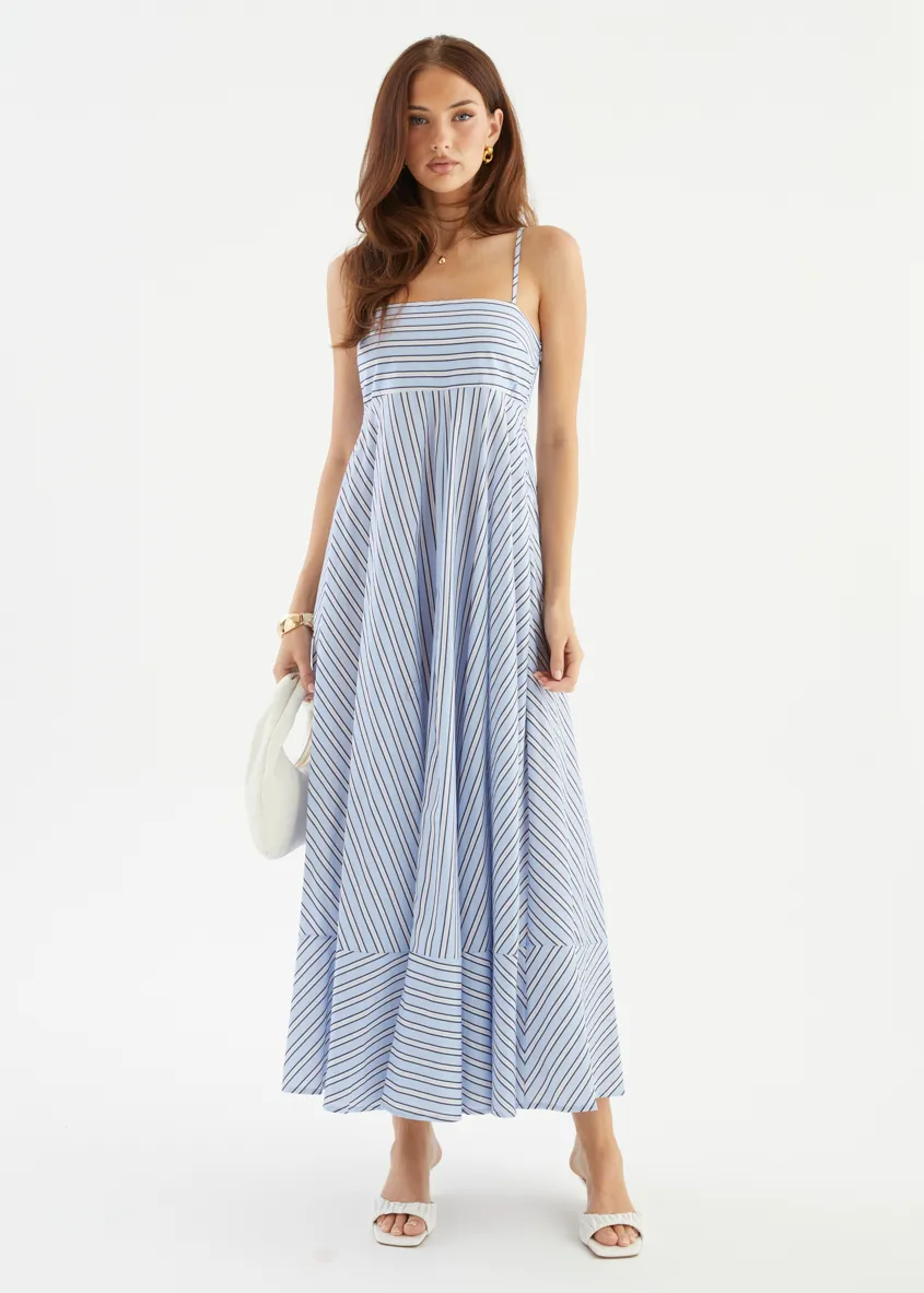 Elide Maxi Dress - Blue Stripe sold by Gingham & Heels product image thumbnail 4