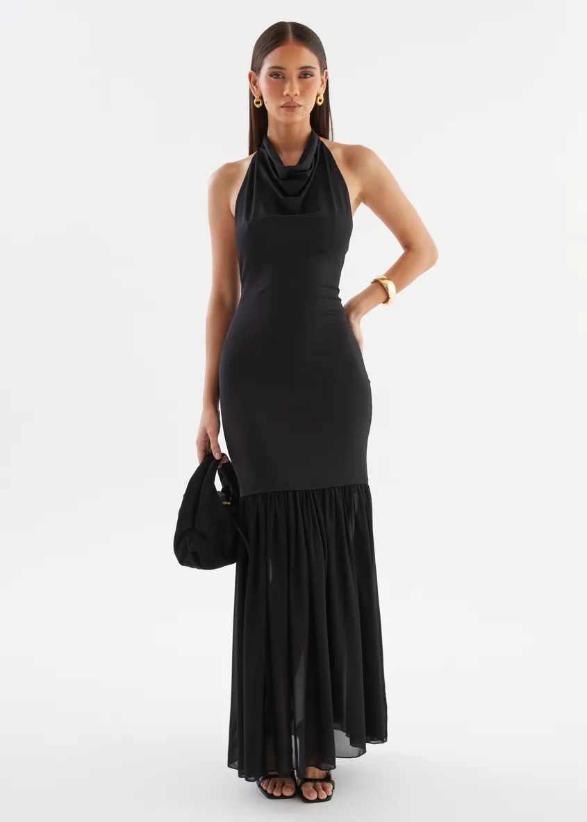 Jazel Halter Maxi Dress - Black sold by Gingham & Heels