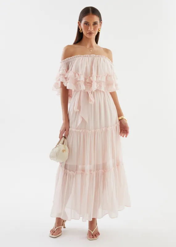 Halley Off Shoulder Maxi Dress - Blush sold by Gingham & Heels
