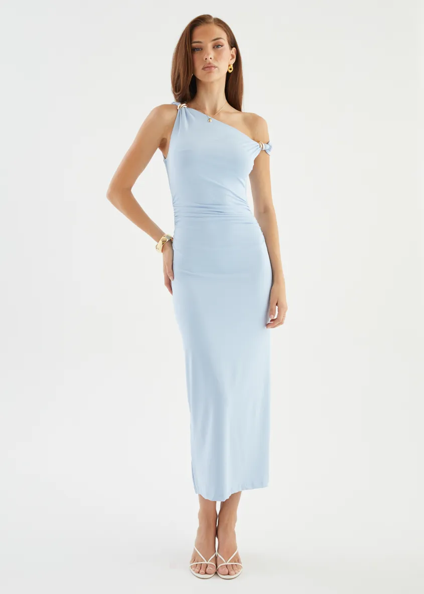 Javah One Shoulder Midi Dress - Blue sold by Gingham & Heels product image thumbnail 5