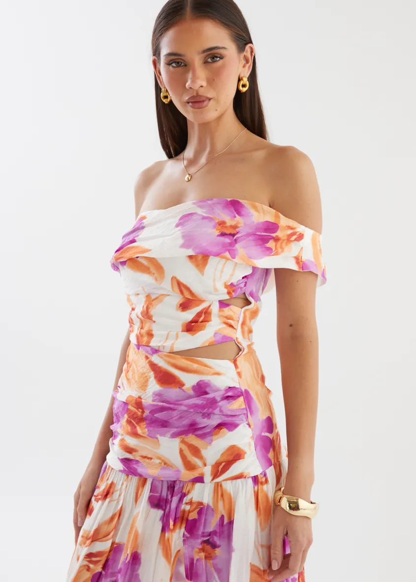 Shari One Shoulder Maxi Dress - Purple Flowers sold by Gingham & Heels product image thumbnail 3