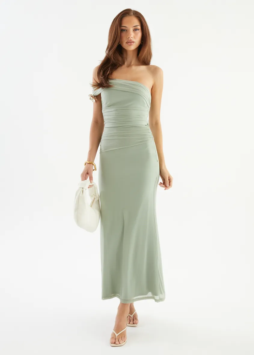 Santanna Mesh Maxi Skirt - Sage sold by Gingham & Heels product image thumbnail 3