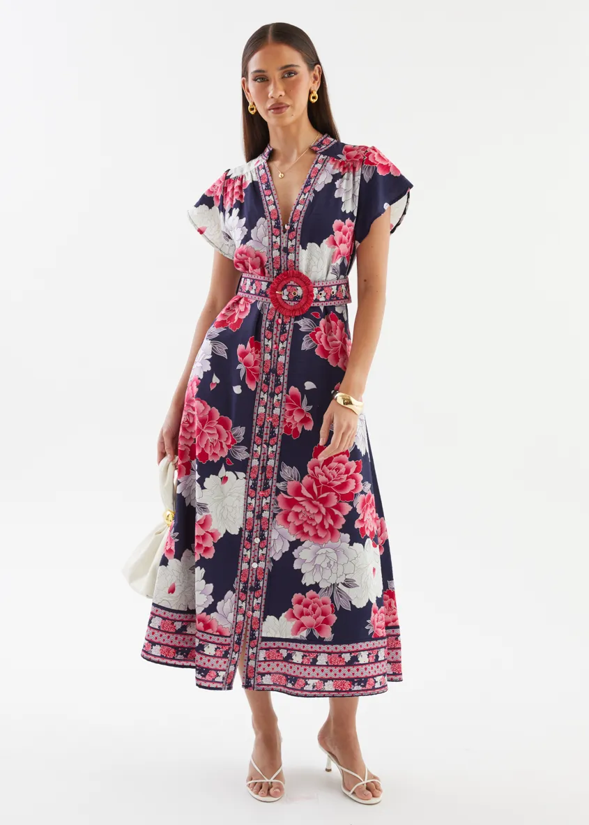 Rosetta Midi Dress - Crimson Peony sold by Gingham & Heels product image thumbnail 4