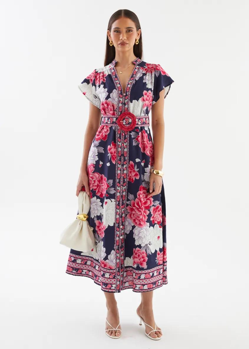 Rosetta Midi Dress - Crimson Peony sold by Gingham & Heels product image thumbnail 5