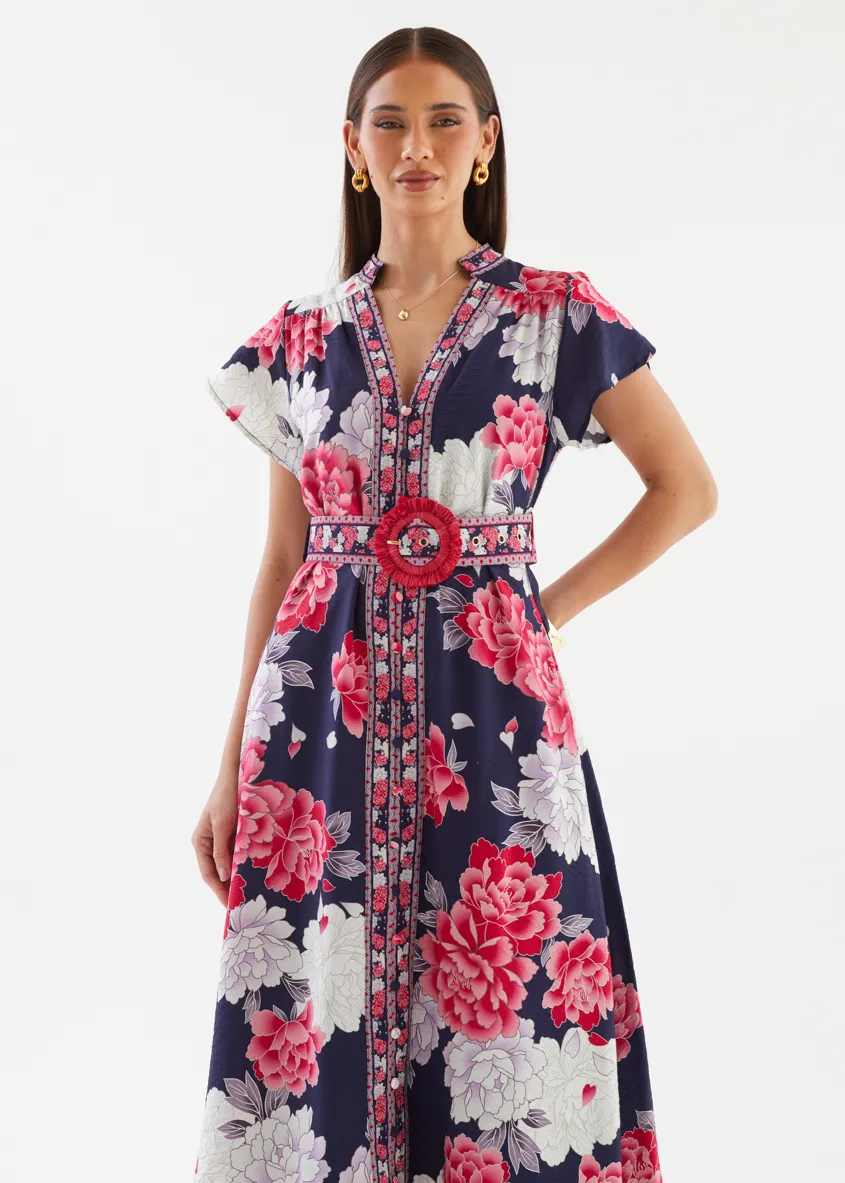 Rosetta Midi Dress - Crimson Peony sold by Gingham & Heels product image thumbnail 3