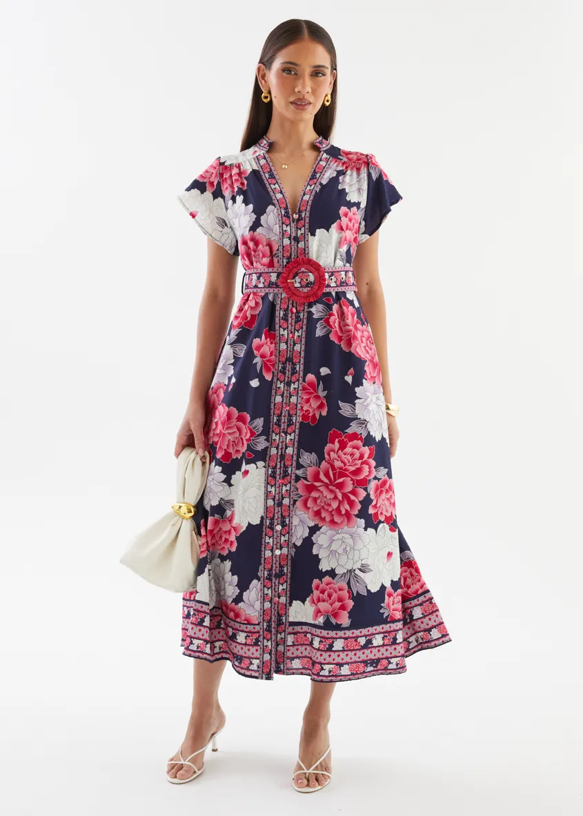 Rosetta Midi Dress - Crimson Peony sold by Gingham & Heels product image thumbnail 2