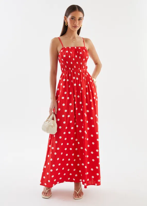 Nina Maxi Dress - Red Polka sold by Gingham & Heels
