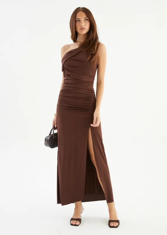 Romano Drop Shoulder Maxi Dress - Choc sold by Gingham & Heels