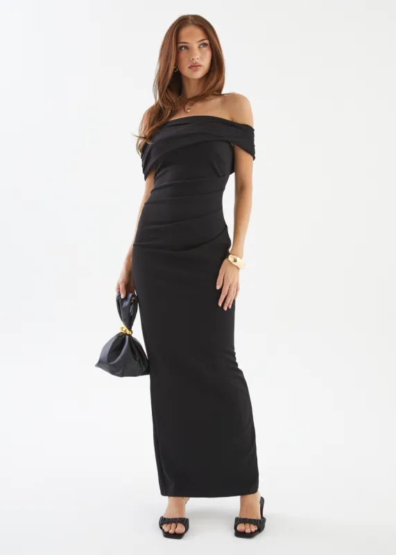 Willa Off Shoulder Maxi Dress - Black sold by Gingham & Heels