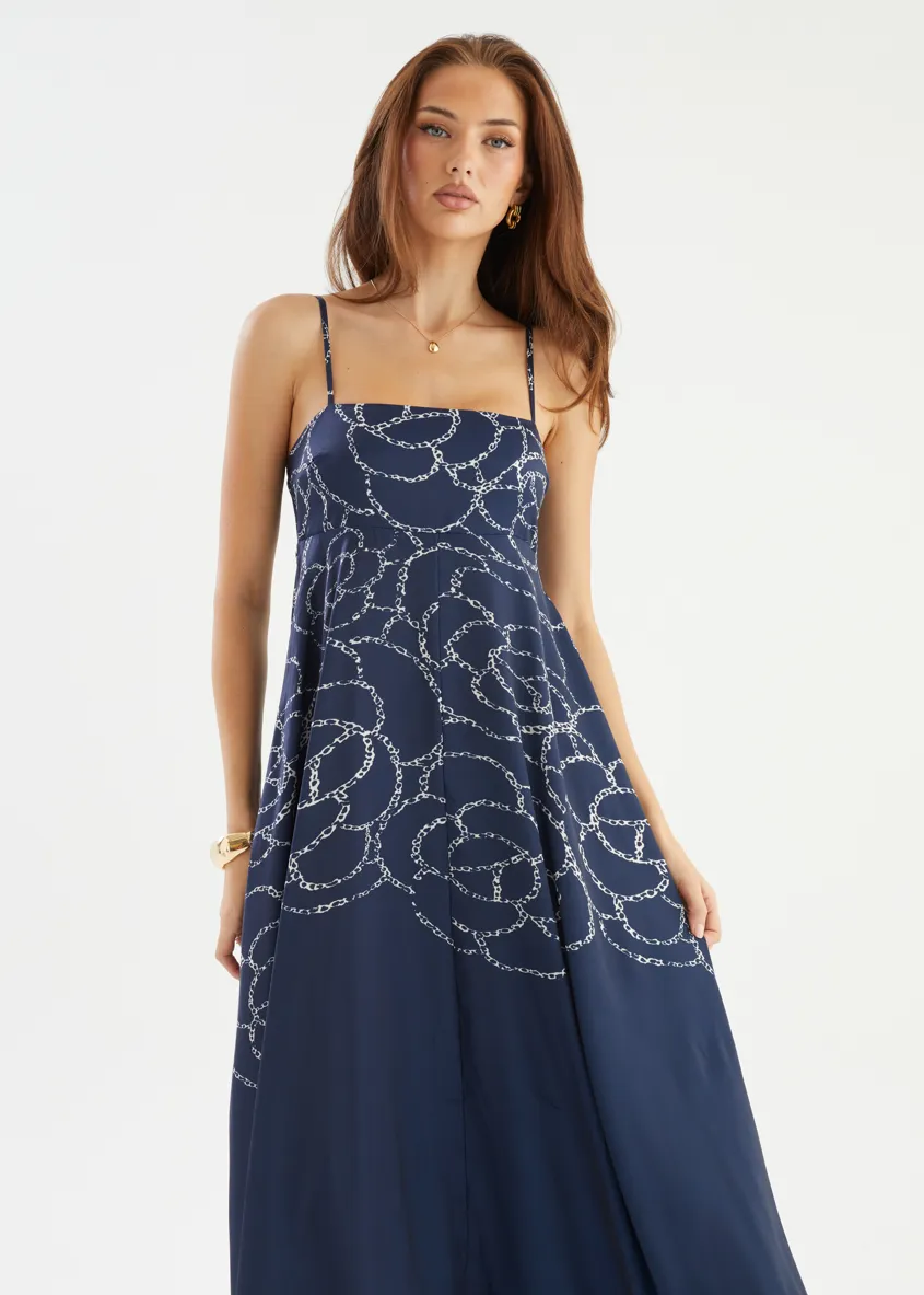Elide Maxi Dress - Navy Abstract sold by Gingham & Heels product image thumbnail 3