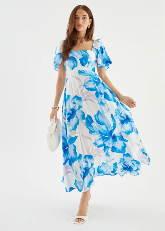 Ailea Maxi Dress - Blue Flowers sold by Gingham & Heels
