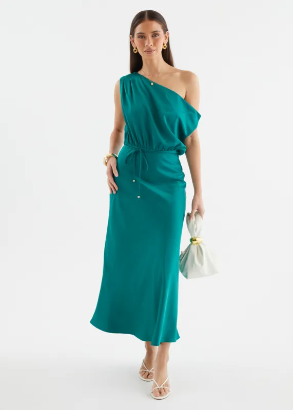 Marisa Drop Shoulder Midi Dress - Emerald sold by Gingham & Heels
