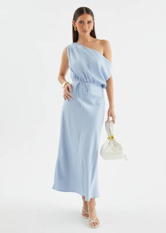 Marisa Drop Shoulder Midi Dress - Blue sold by Gingham & Heels