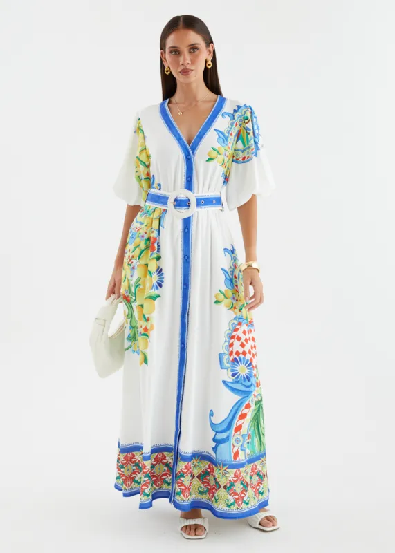 Vivianna Maxi Dress - White Positano sold by Gingham & Heels