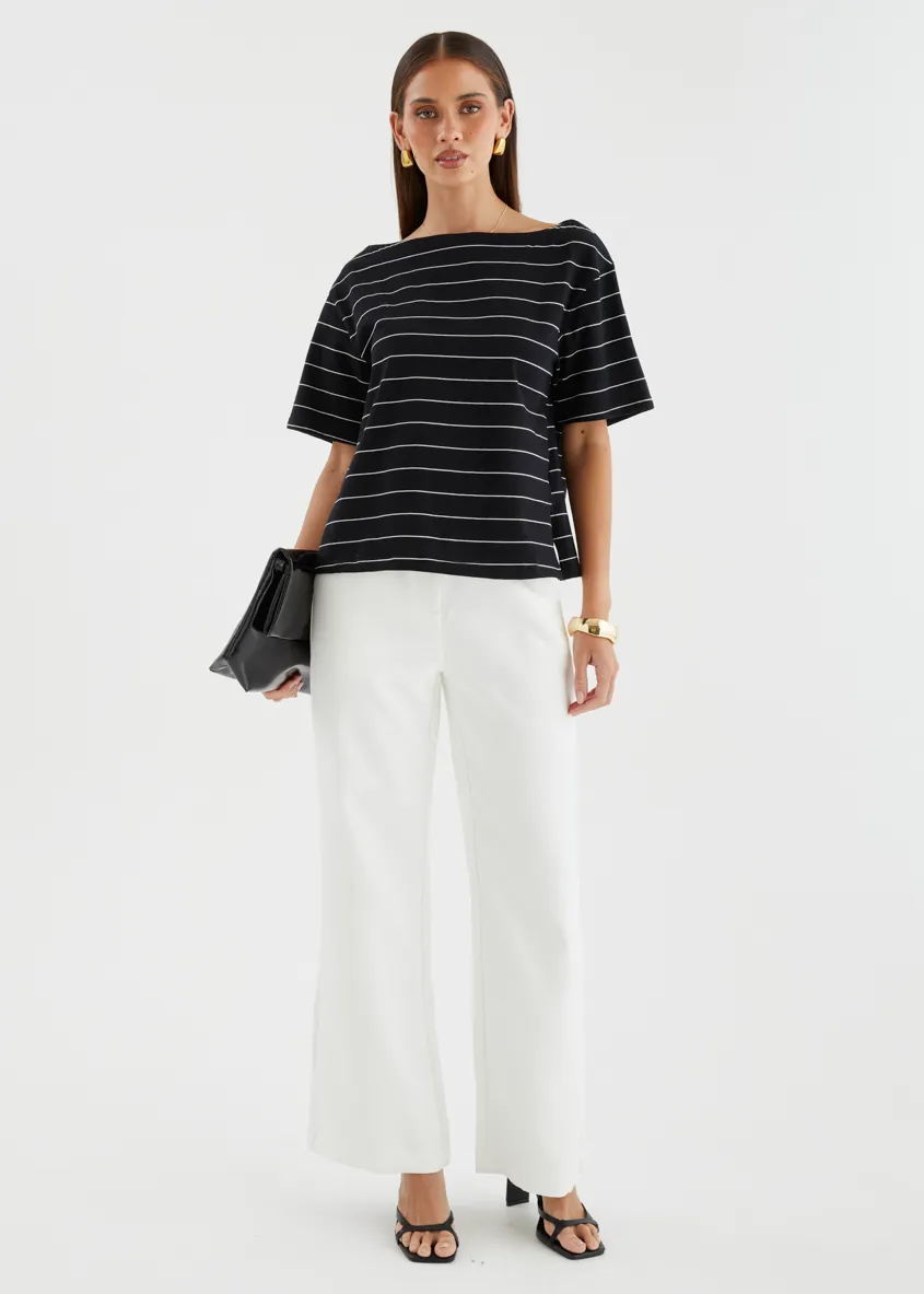 Milos Top - Black Stripe sold by Gingham & Heels