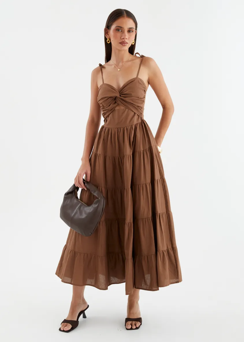 Tallia Midi Dress - Chocolate sold by Gingham & Heels product image thumbnail 3