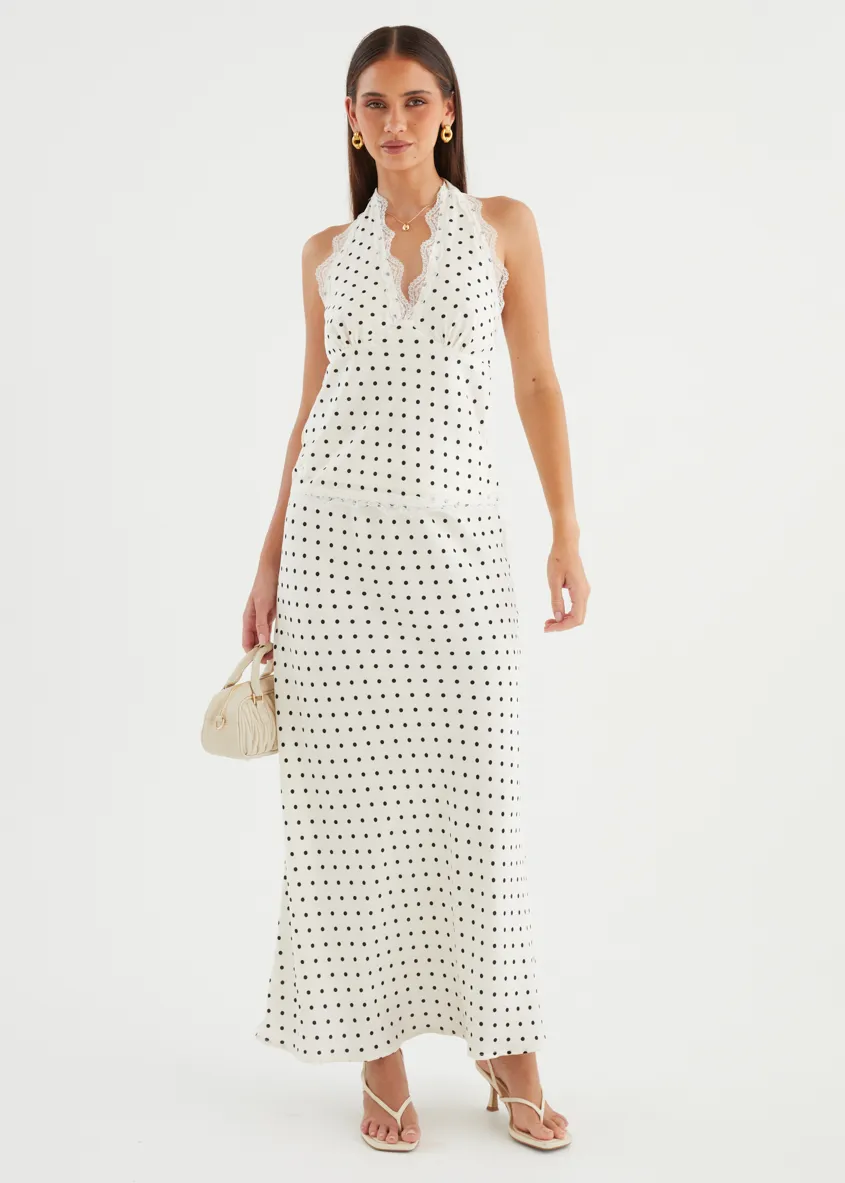 Berlina Maxi Skirt - White Polka Dot sold by Gingham & Heels product image thumbnail 2