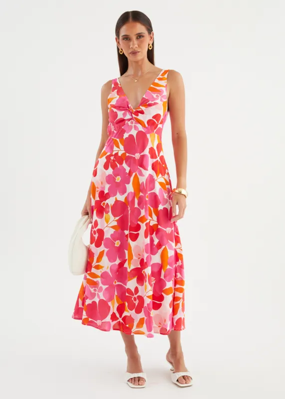 Alisina Midi Dress - Pink Flowers sold by Gingham & Heels