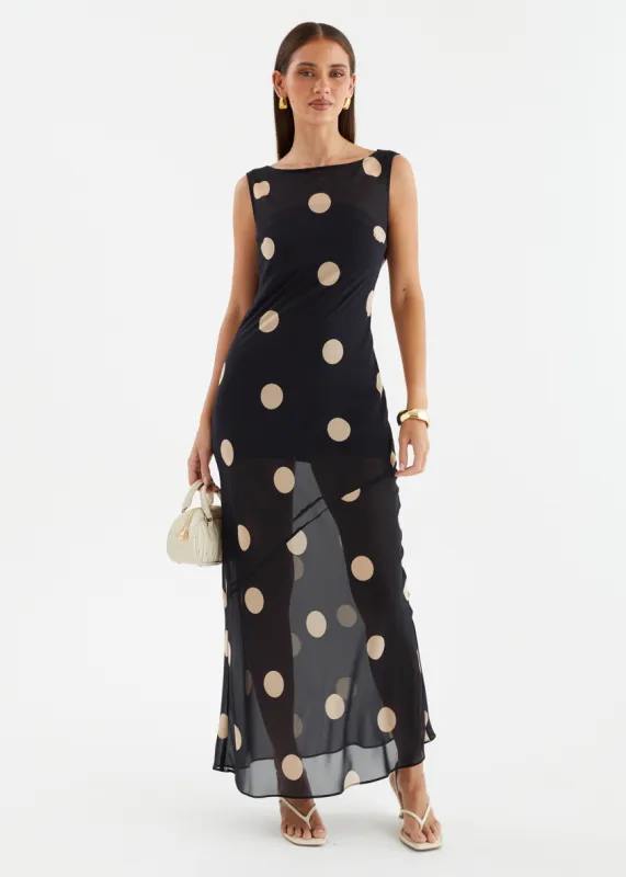 Addilyn Maxi Dress - Black Polka sold by Gingham & Heels