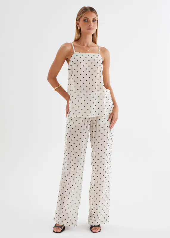 Felecia Pants - Beige Polka Dot sold by Gingham & Heels