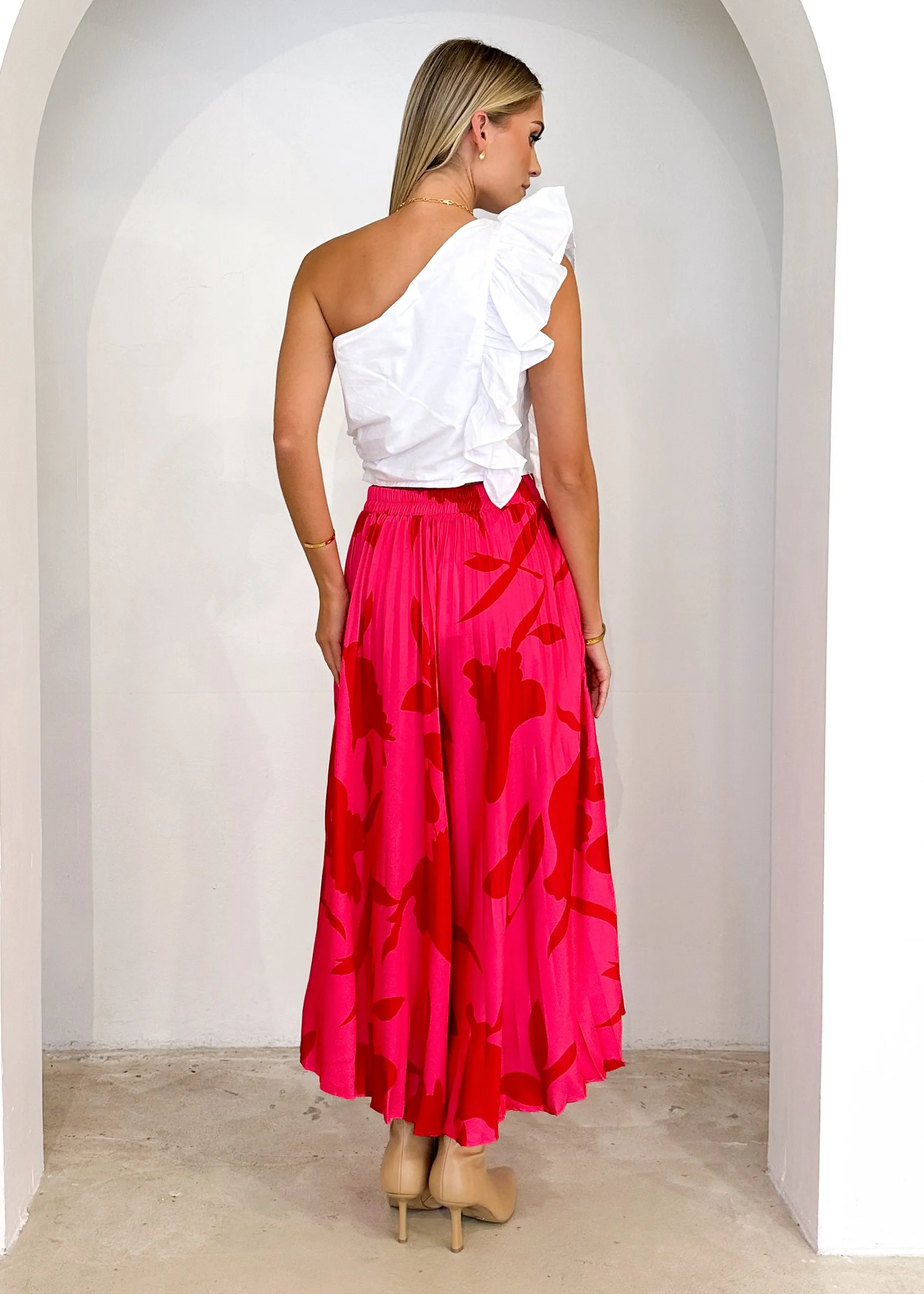 Lylia Midi Skirt - Crimson Leaf sold by Gingham & Heels product image thumbnail 5