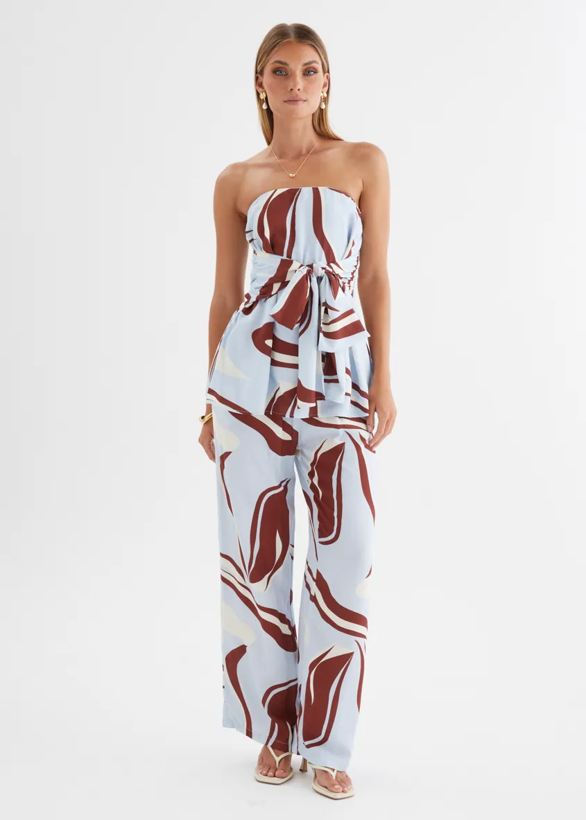 Calia Pants - Blue Abstract sold by Gingham & Heels product image thumbnail 4