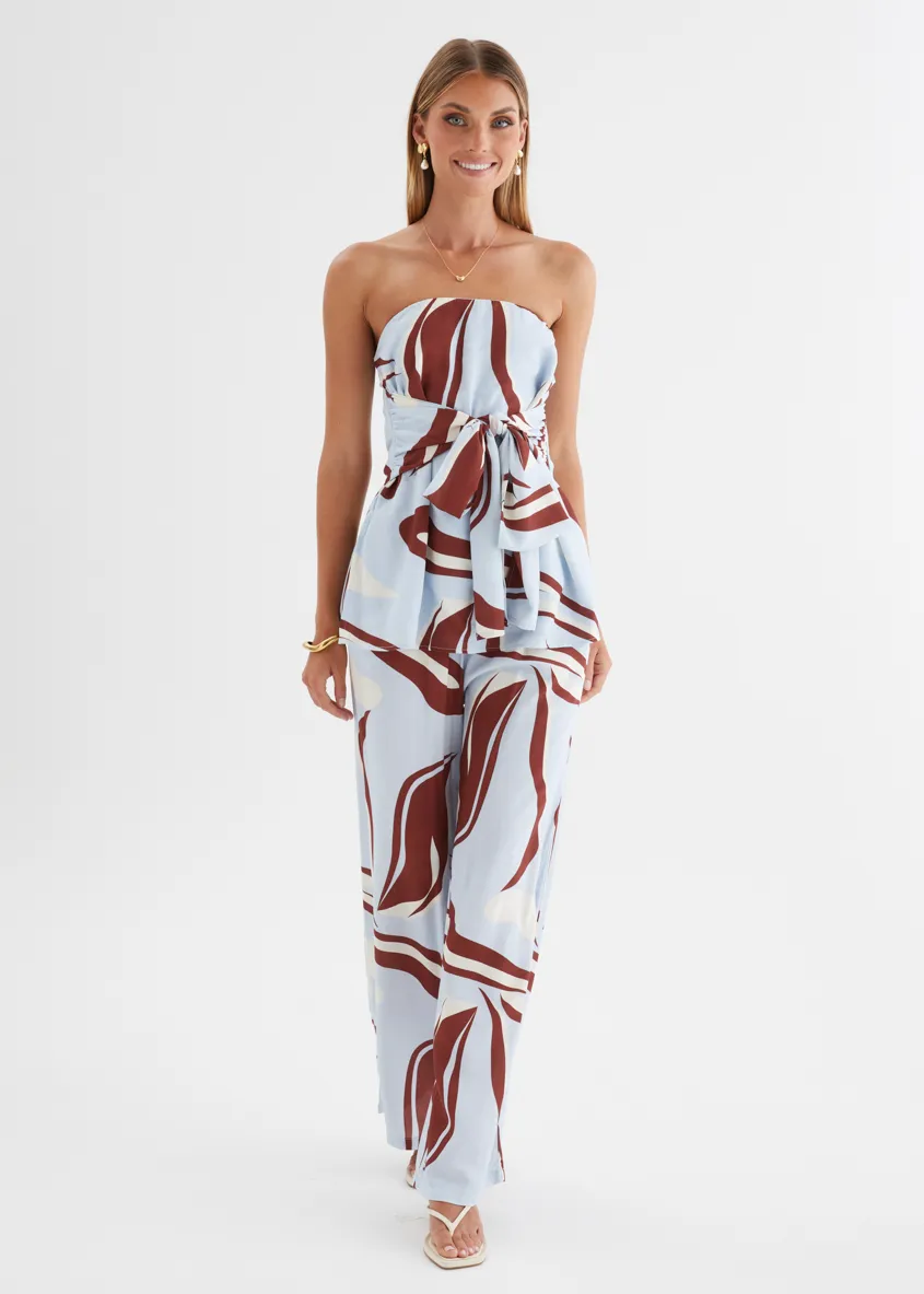 Calia Pants - Blue Abstract sold by Gingham & Heels product image thumbnail 5