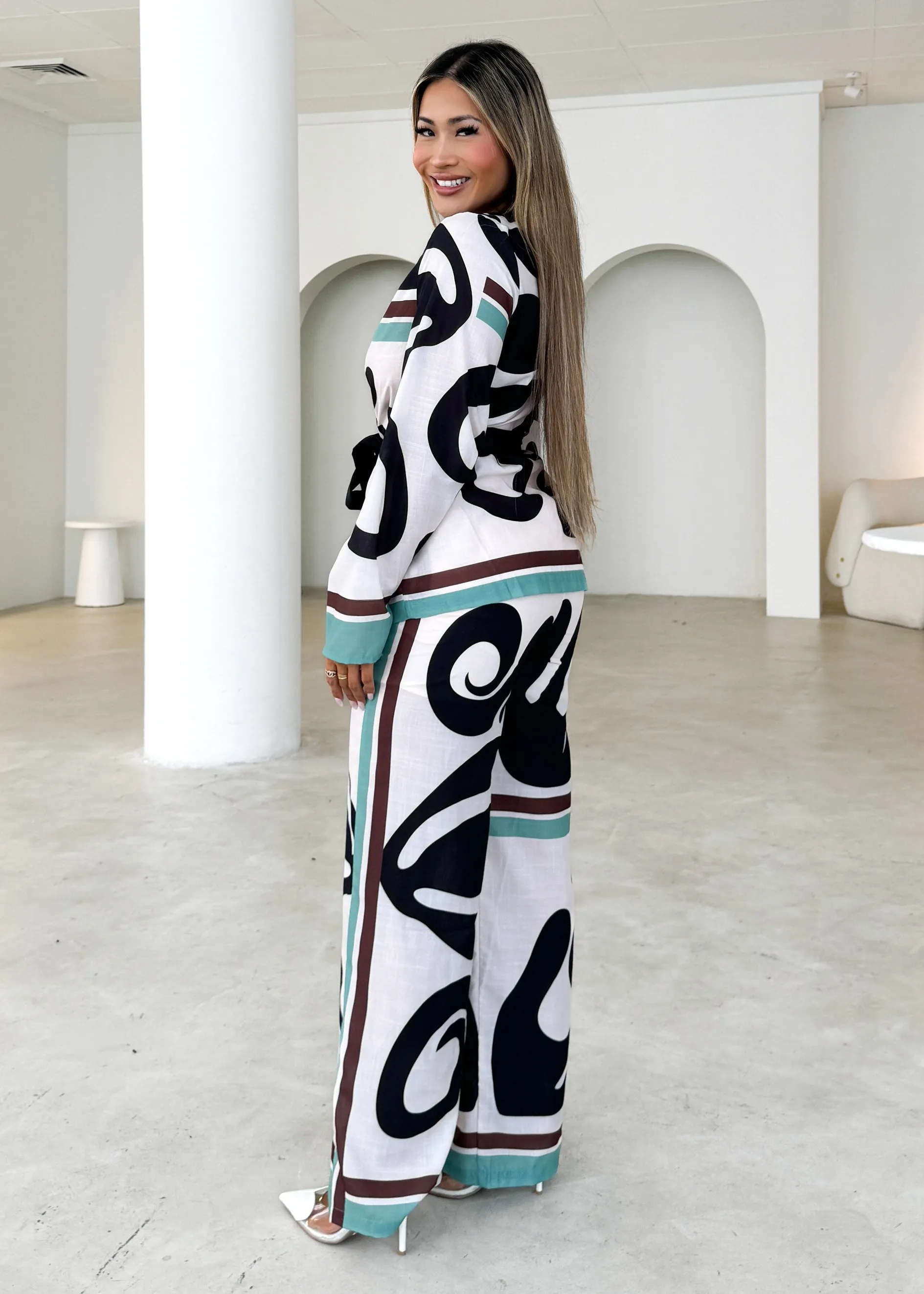 Tilar Wrap Top - Cream Abstract sold by Gingham & Heels product image thumbnail 3