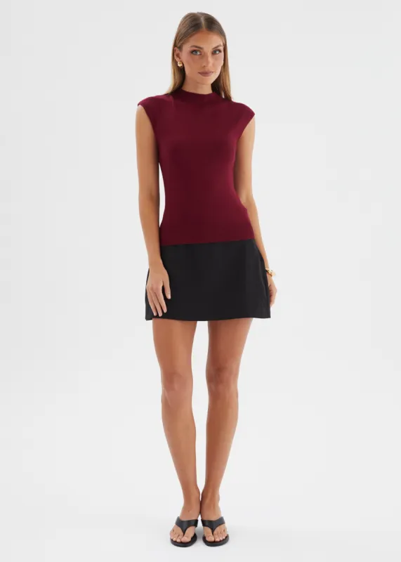 Sweeney Knit Top - Burgundy made by Gingham & Heels