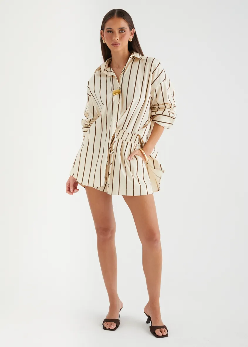 Jenkins Shirt - Beige Stripe sold by Gingham & Heels product image thumbnail 2
