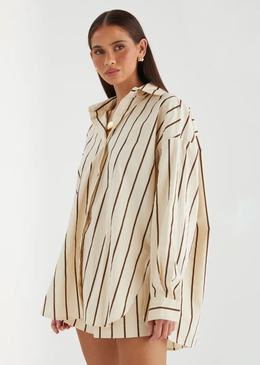 Jenkins Shirt - Beige Stripe sold by Gingham & Heels product image thumbnail 4