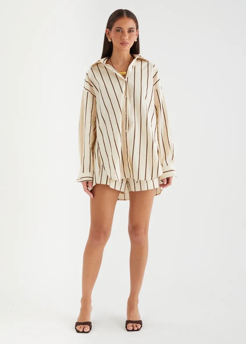 Jenkins Shirt - Beige Stripe sold by Gingham & Heels product image thumbnail 5