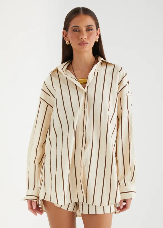 Jenkins Shirt - Beige Stripe made by Gingham & Heels