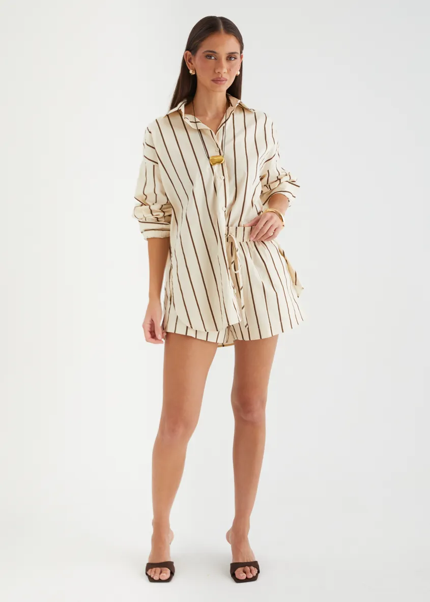 Jenkins Shirt - Beige Stripe sold by Gingham & Heels product image thumbnail 3