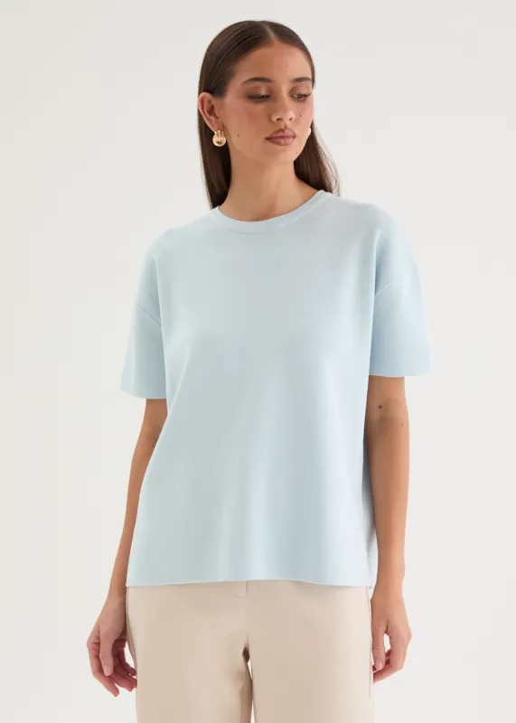 Milanna Knit Top - Blue made by Gingham & Heels