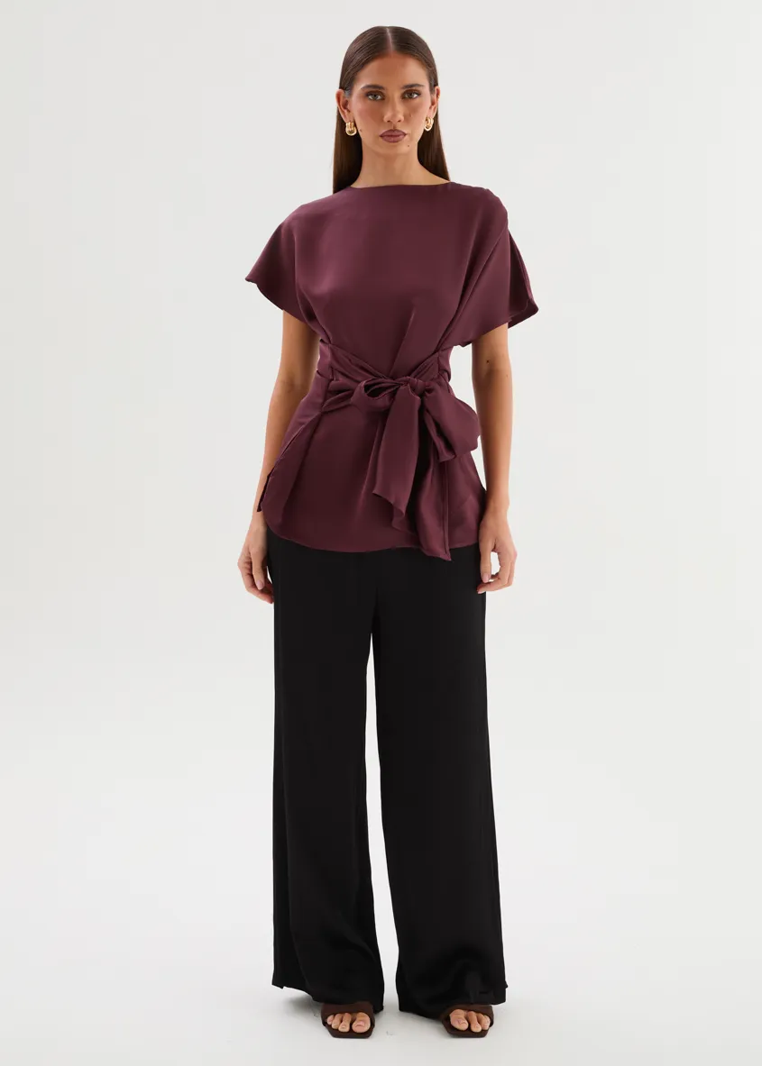 Wiluna Tie Top - Wine sold by Gingham & Heels product image thumbnail 2