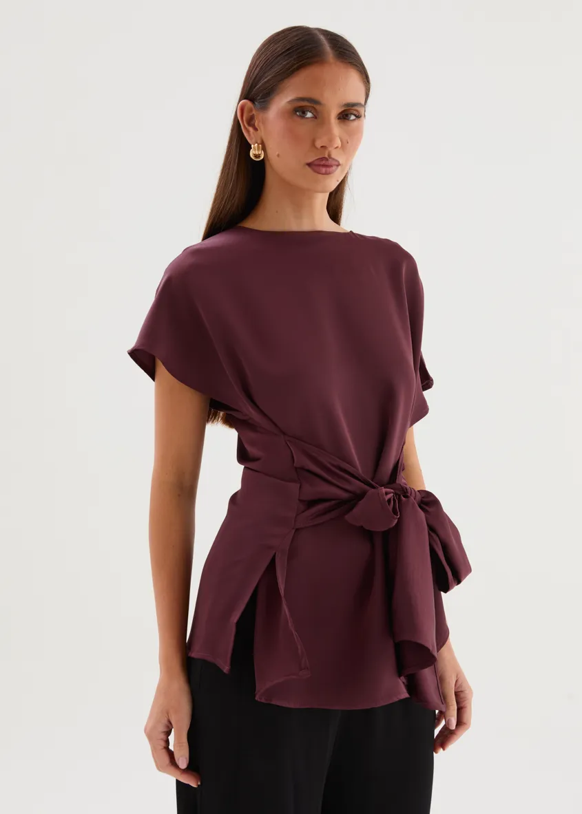 Wiluna Tie Top - Wine sold by Gingham & Heels product image thumbnail 3