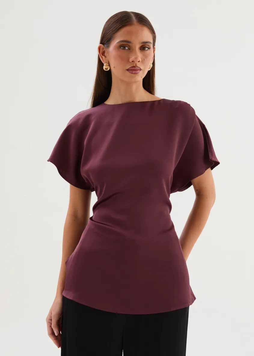 Wiluna Tie Top - Wine sold by Gingham & Heels product image thumbnail 5
