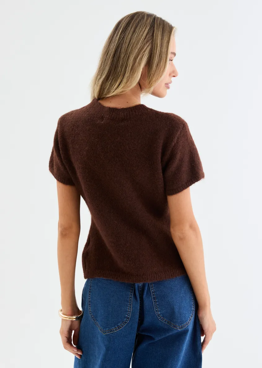 Brenton Knit Top - Chocolate sold by Gingham & Heels product image thumbnail 5