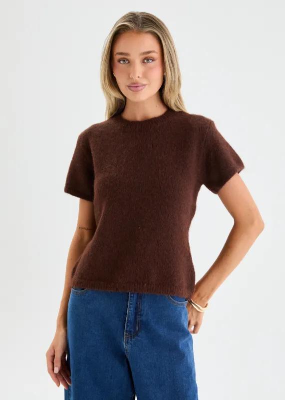 Brenton Knit Top - Chocolate made by Gingham & Heels